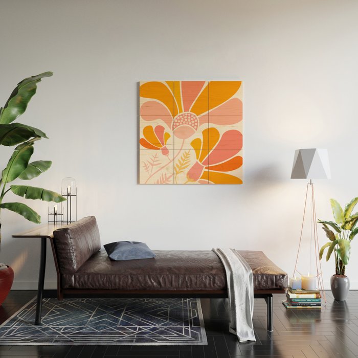 Floral Disco Party - 70s Style Wildflowers Wood Wall Art Gallery Image 2