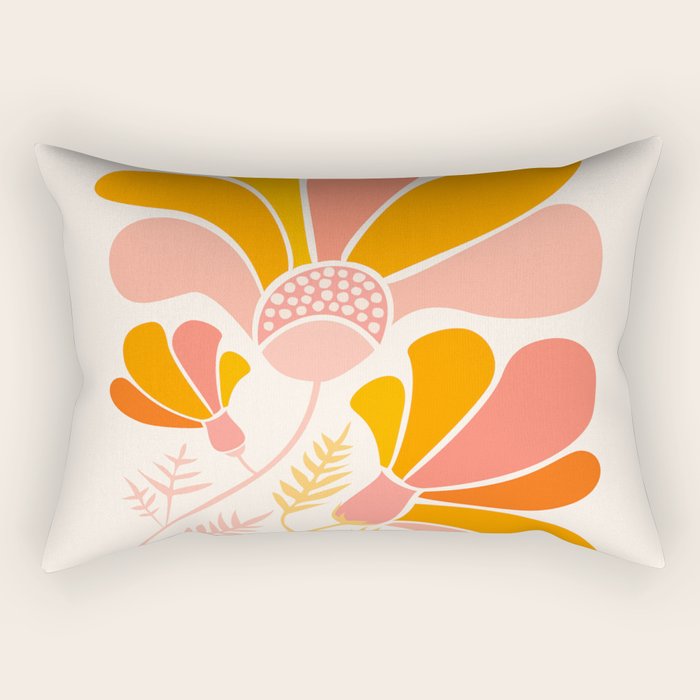 Floral Disco Party - 70s Style Wildflowers Rectangular Pillow Gallery Image 2