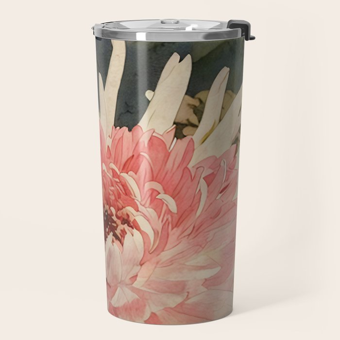 Pink germini dahlia flower 3 Travel Mug Gallery Image 2