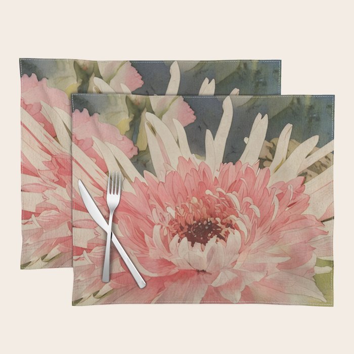 Pink germini dahlia flower 3 Placemat Gallery Image 1