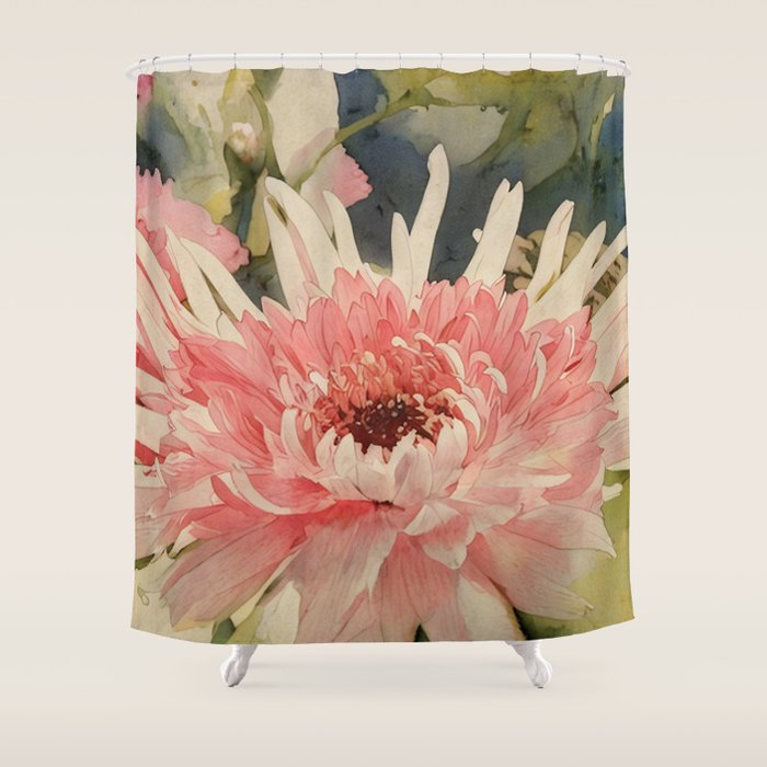 Pink germini dahlia flower 3 Shower Curtain Gallery Image 1