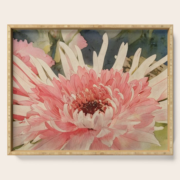 Pink germini dahlia flower 3 Serving Tray Gallery Image 1