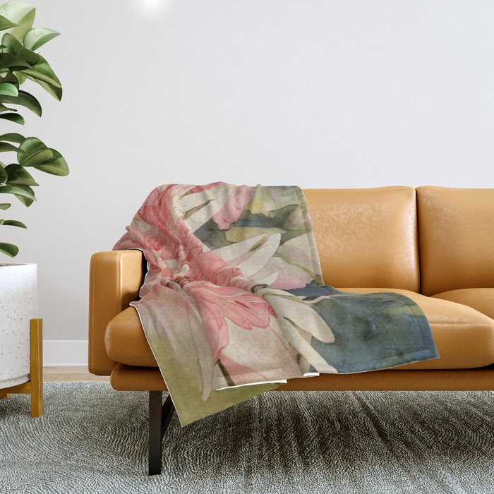 Pink germini dahlia flower 3 Throw Blanket Gallery Image 1