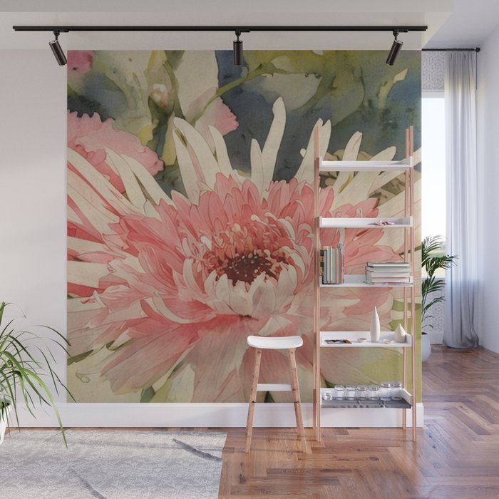 Pink germini dahlia flower 3 Wall Mural Gallery Image 1