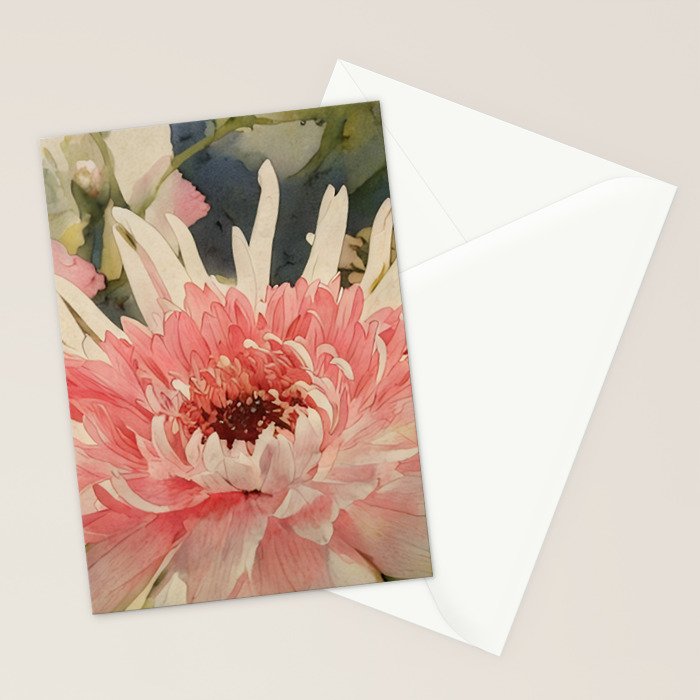 Pink germini dahlia flower 3 Stationery Card Gallery Image 2