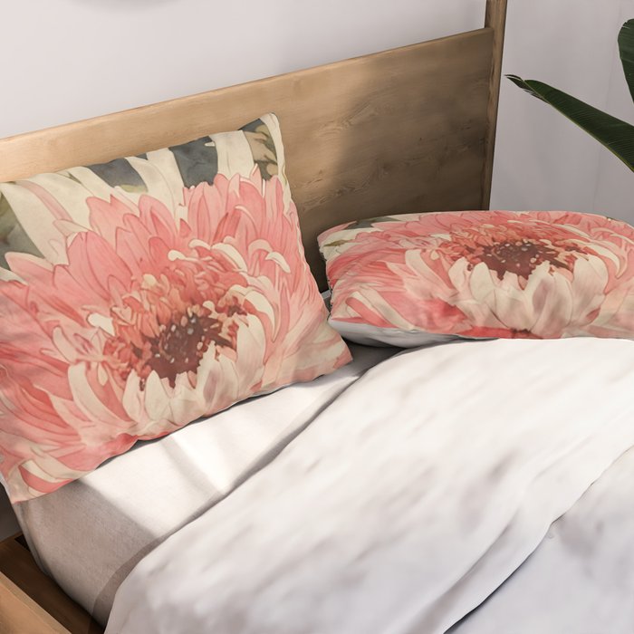 Pink germini dahlia flower 3 Pillow Sham Gallery Image 2