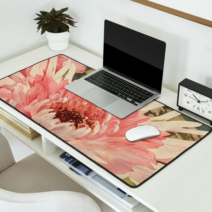 Pink germini dahlia flower 3 Desk Mat Gallery Image 2