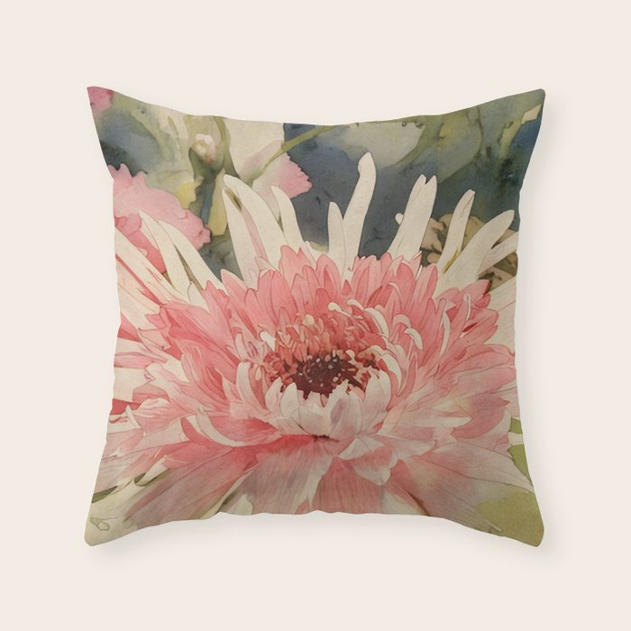 Pink germini dahlia flower 3 Throw Pillow Gallery Image 6
