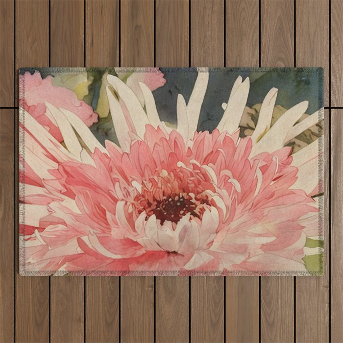 Pink germini dahlia flower 3 Outdoor Rug Gallery Image 1