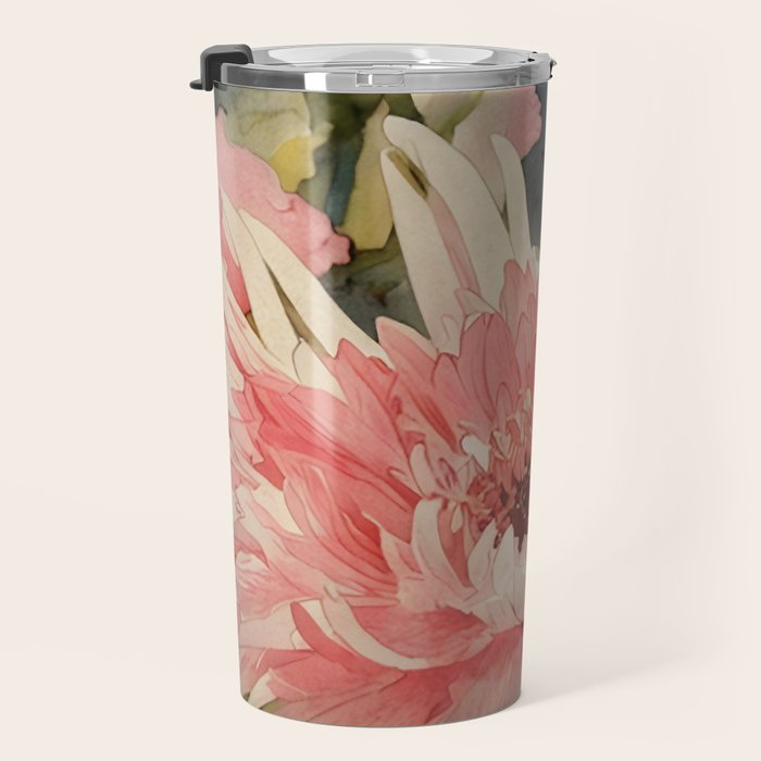 Pink germini dahlia flower 3 Travel Mug Gallery Image 3