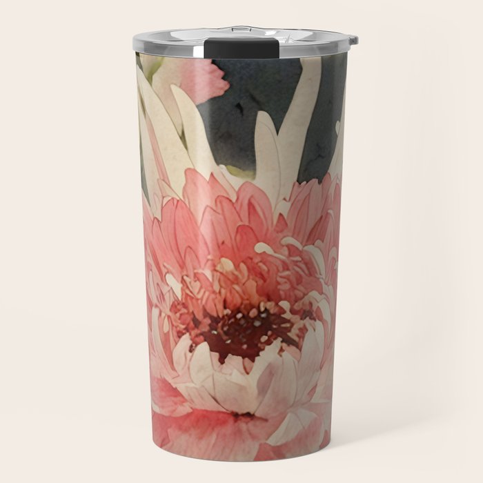 Pink germini dahlia flower 3 Travel Mug Gallery Image 1