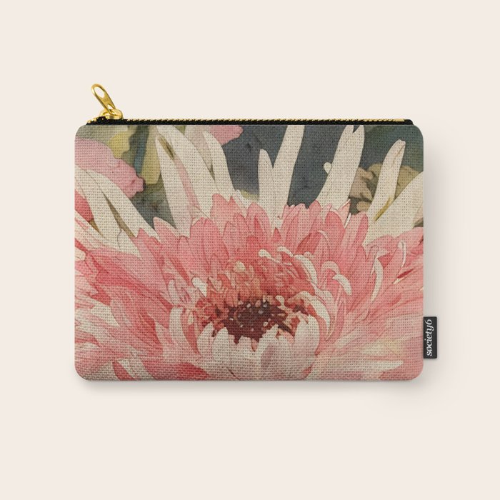 Pink germini dahlia flower 3 Carry All Pouch Gallery Image 1
