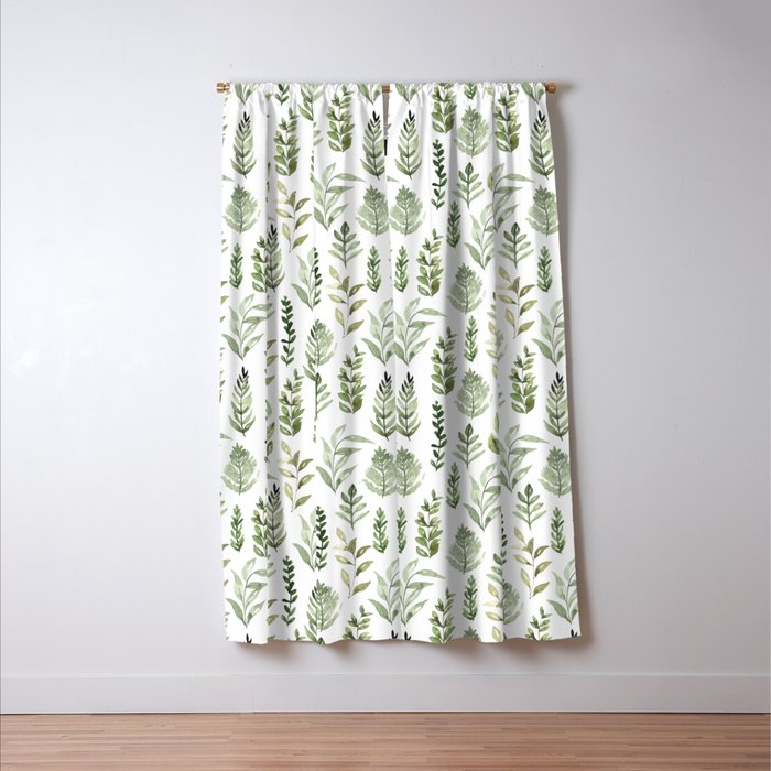 Watercolor leaves Window Curtain Gallery Image 3