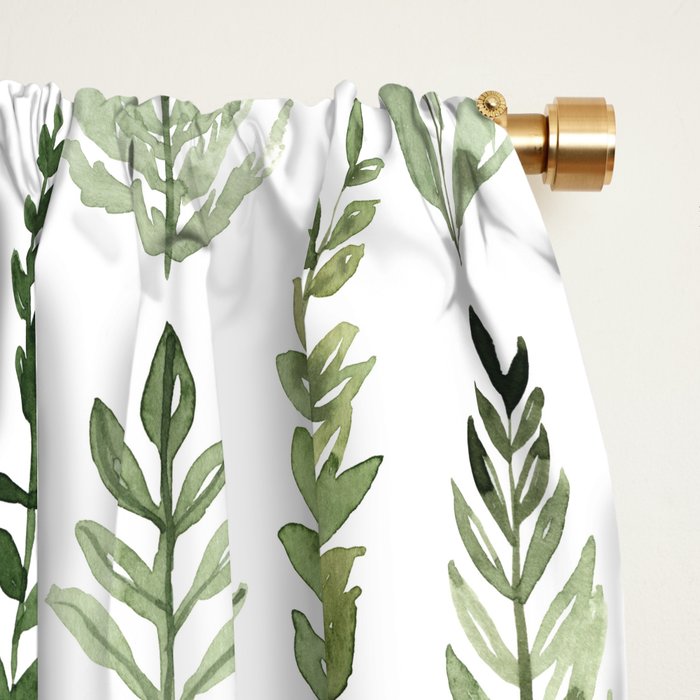 Watercolor leaves Window Curtain Gallery Image 2