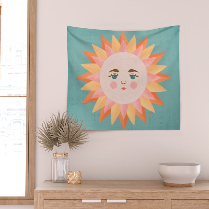 Smiling Sunny Day at the Beach Wall Tapestry Gallery Image 2