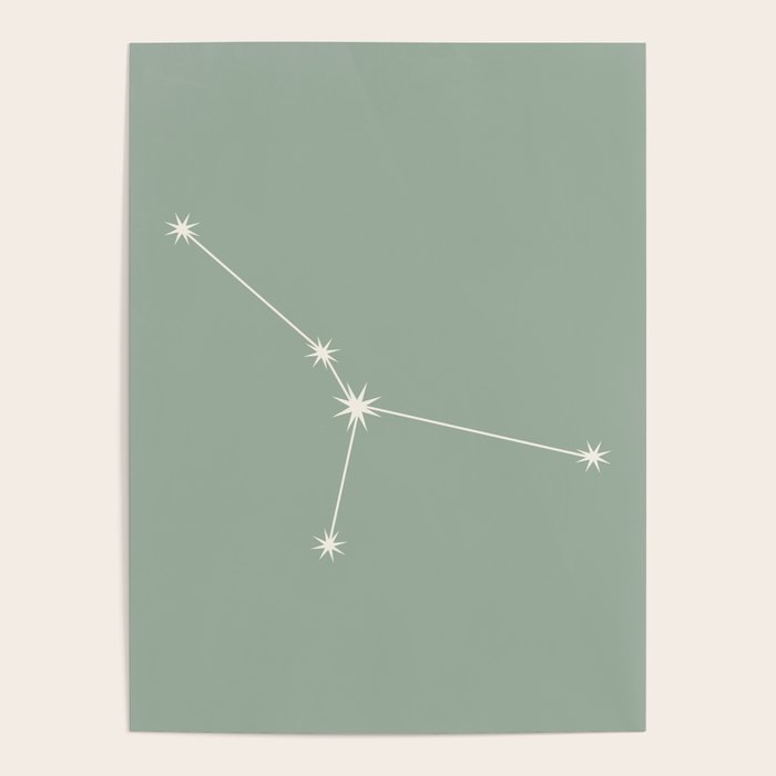 Cancer Zodiac Star Constellation Line Art Soft Sage Poster Gallery Image 4