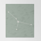 Cancer Zodiac Star Constellation Line Art Soft Sage Throw Blanket Gallery Image 2