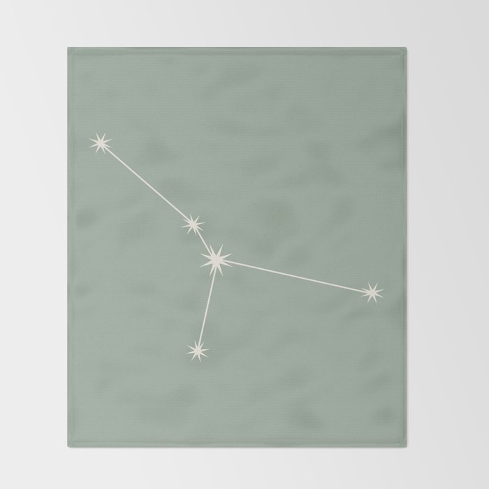 Cancer Zodiac Star Constellation Line Art Soft Sage Throw Blanket Gallery Image 2