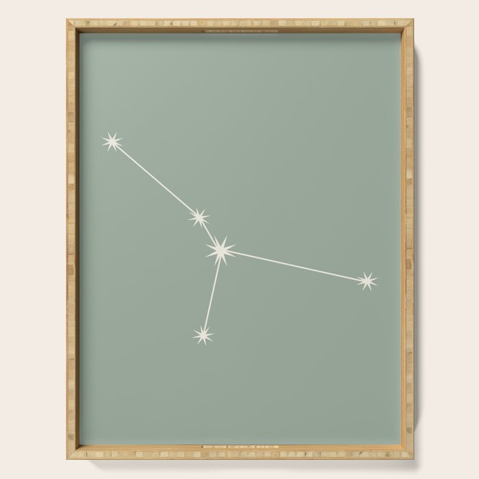 Cancer Zodiac Star Constellation Line Art Soft Sage Serving Tray Gallery Image 1