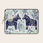 Swedish Dala Horse - Navy & Mint Palette Laptop Sleeve Gallery Image 1