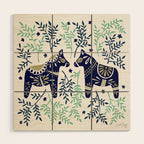 Swedish Dala Horse - Navy & Mint Palette Wood Wall Art Gallery Image 1