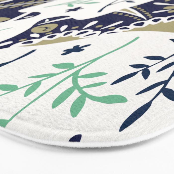 Swedish Dala Horse - Navy & Mint Palette Bath Mat Gallery Image 3