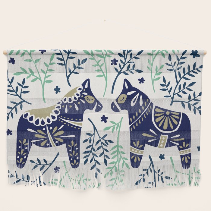 Swedish Dala Horse - Navy & Mint Palette Wall Hanging Gallery Image 1