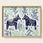 Swedish Dala Horse - Navy & Mint Palette Serving Tray Gallery Image 1