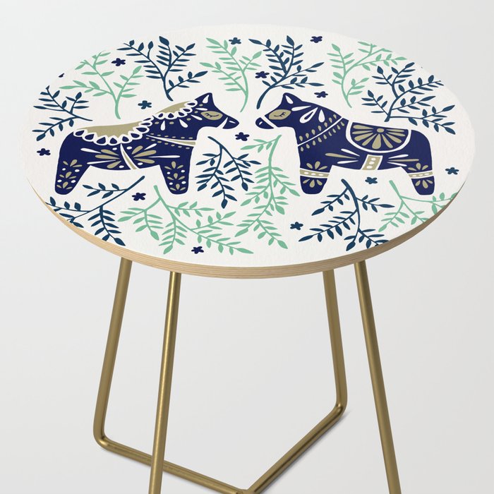Swedish Dala Horse - Navy & Mint Palette Side Table Gallery Image 2