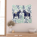 Swedish Dala Horse - Navy & Mint Palette Wall Tapestry Gallery Image 2