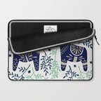 Swedish Dala Horse - Navy & Mint Palette Laptop Sleeve Gallery Image 2