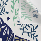 Swedish Dala Horse - Navy & Mint Palette Wall Tapestry Gallery Image 3
