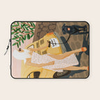 Tour, Pet Dog Walk, Italy Summer Fashion Woman, Animal Illustration, Travel Bohemian Cooper Painting Laptop Sleeve Gallery Image 1