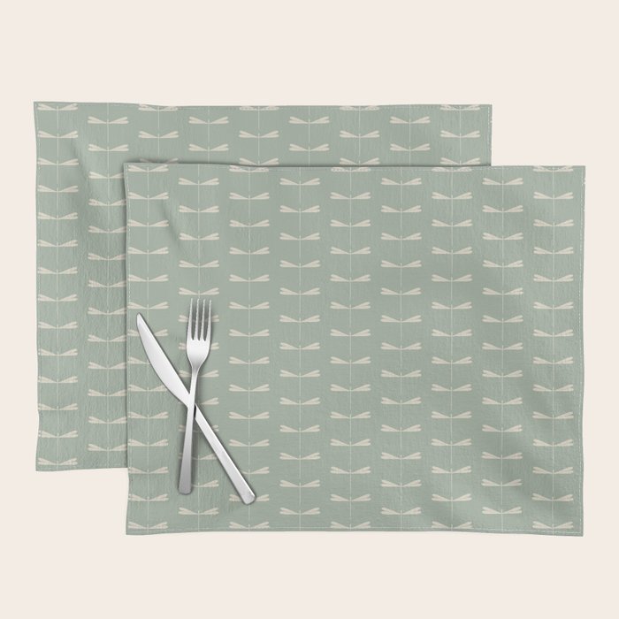 Dragonfly Pattern V Sage Green Placemat Gallery Image 1