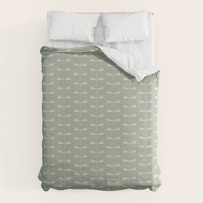 Dragonfly Pattern V Sage Green Duvet Cover Gallery Image 6