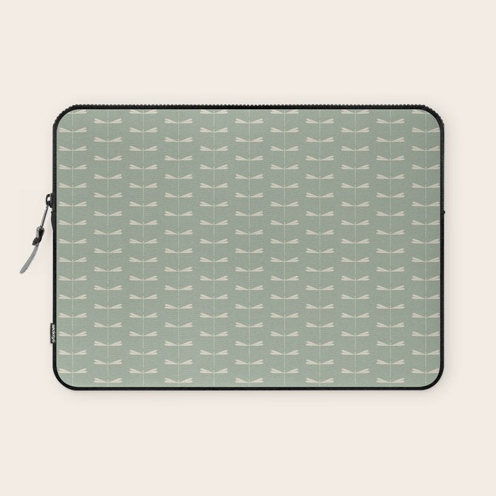 Dragonfly Pattern V Sage Green Laptop Sleeve Gallery Image 1