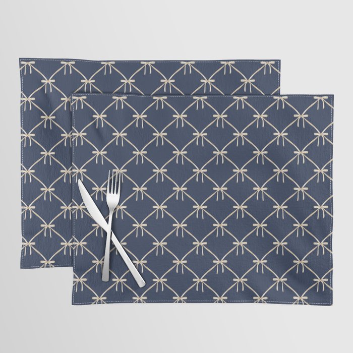 Bows & Ribbons Pattern XLII Dark Navy Blue Placemat Gallery Image 1