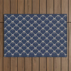 Bows & Ribbons Pattern XLII Dark Navy Blue Outdoor Rug Gallery Image 1