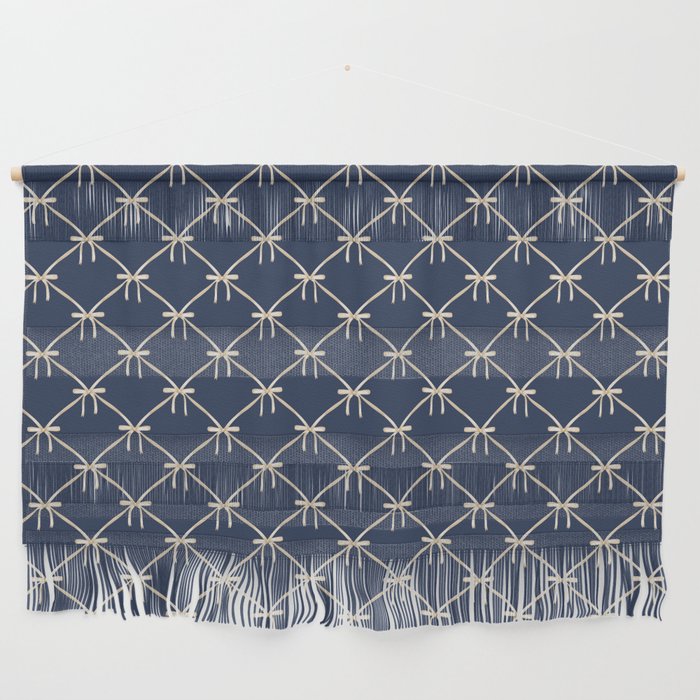 Bows & Ribbons Pattern XLII Dark Navy Blue Wall Hanging Gallery Image 1