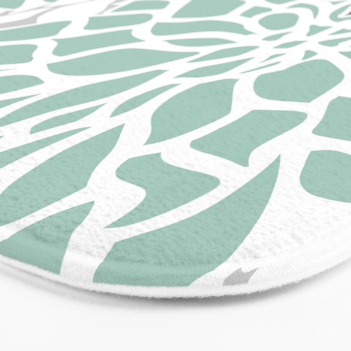 Flower Blooms, Teal and Grey Bath Mat Gallery Image 3