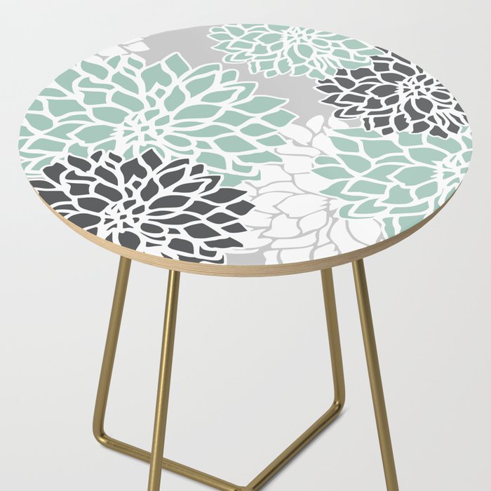 Flower Blooms, Teal and Grey Side Table Gallery Image 2