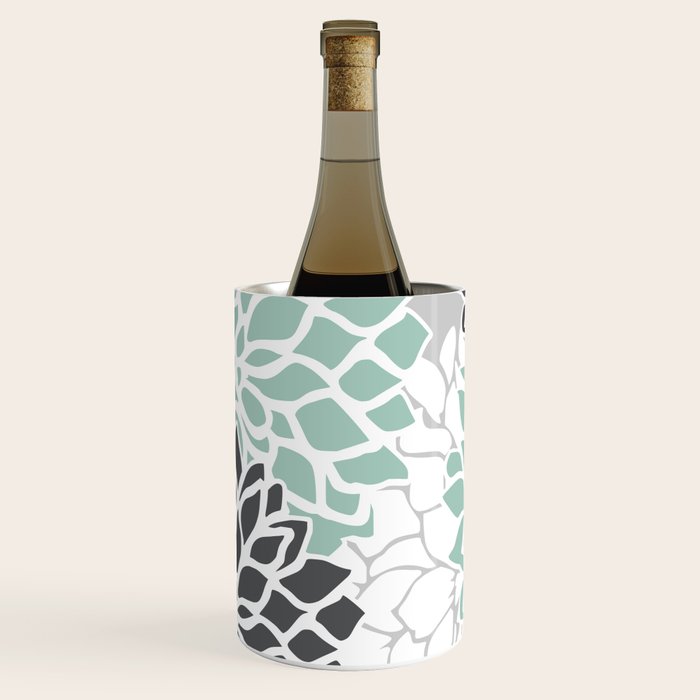 Flower Blooms, Teal and Grey Wine Chiller Gallery Image 1