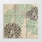Flower Blooms, Teal and Grey Wood Wall Art Gallery Image 1