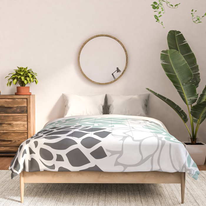 Flower Blooms, Teal and Grey Comforter Gallery Image 3