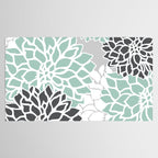 Flower Blooms, Teal and Grey Tablecloth Gallery Image 2