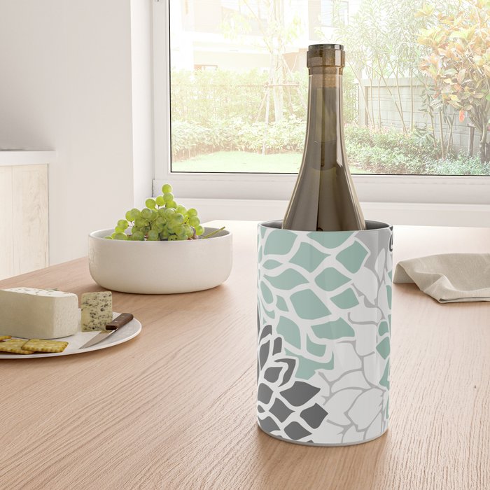 Flower Blooms, Teal and Grey Wine Chiller Gallery Image 4