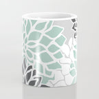 Flower Blooms, Teal and Grey Coffee Mug Gallery Image 4
