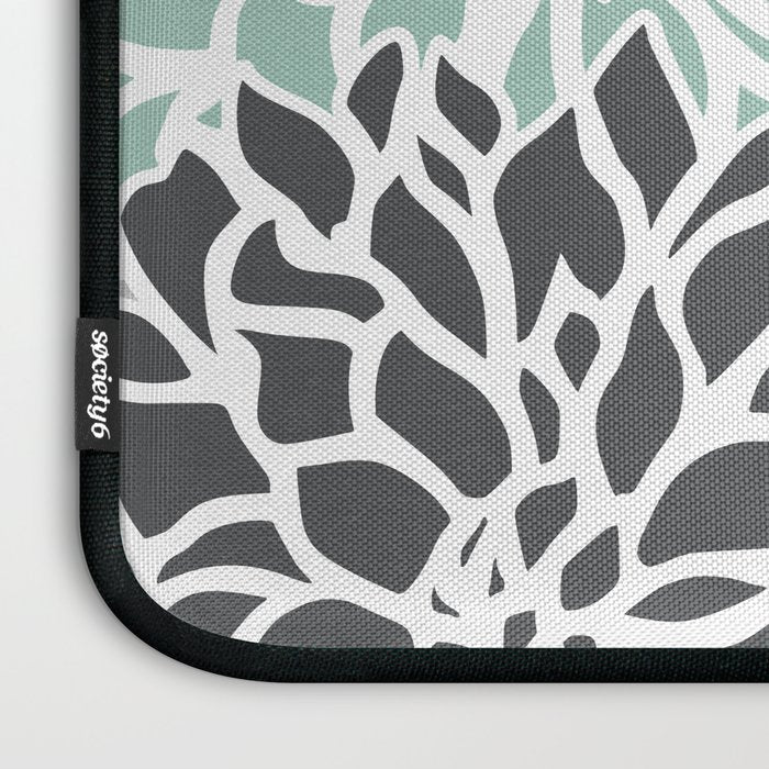 Flower Blooms, Teal and Grey Laptop Sleeve Gallery Image 3