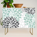 Flower Blooms, Teal and Grey Credenza Gallery Image 1