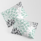 Flower Blooms, Teal and Grey Pillow Sham Gallery Image 3